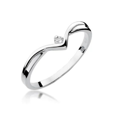 Pierścionek Zaręczynowy Żółto Białe Złoto Brylant