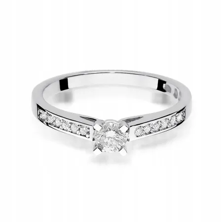 Elegancki Pierścionek Białe Złoto Brylanty Grawer