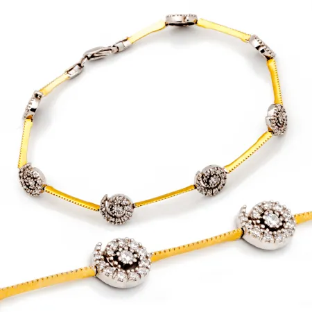 ZŁOTA BRANSOLETKA 585 WYJĄTKOWY MODEL ŻÓŁTO BIAŁA