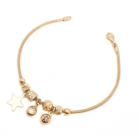 Złota Bransoletka Gwiazdki Cyrkonie 585 na Prezent