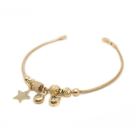 Złota Bransoletka Gwiazdki Cyrkonie 585 na Prezent