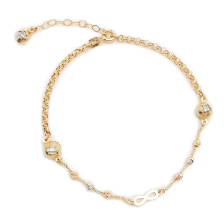 Złota 14K Bransoletka Kulki Cyrkonie Gwiazdka