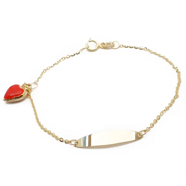 Złota Bransoletka 585 Blaszka Złote Serce 16cm 