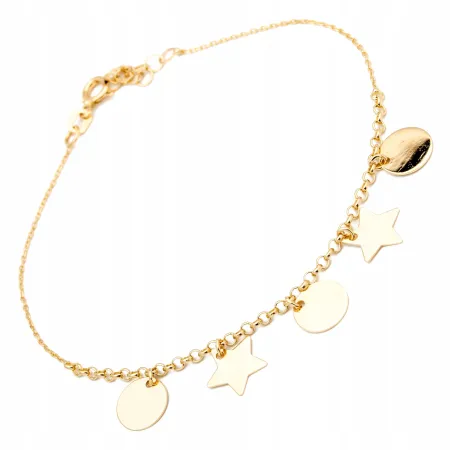 Złota Bransoletka z Kółkami i Gwiazdkami 