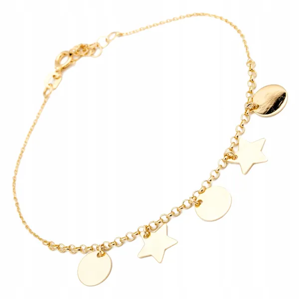Złota Bransoletka z Kółkami i Gwiazdkami 