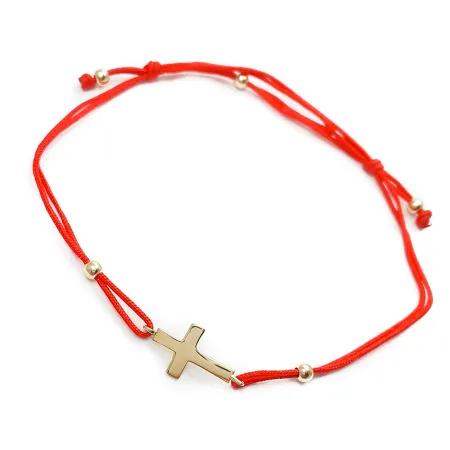 BRANSOLETKA NA SZNURKU ZŁOTA KRZYŻYK B951
