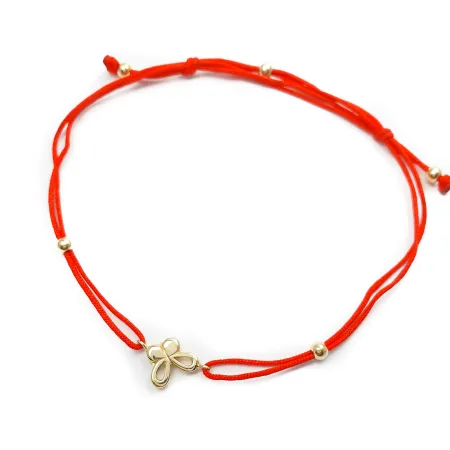 BRANSOLETKA NA SZNURKU ZŁOTA MOTYLEK B953