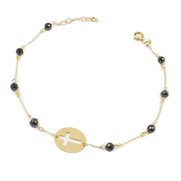 BRANSOLETKA CELEBRYTKA KRZYŻYK W OWALU