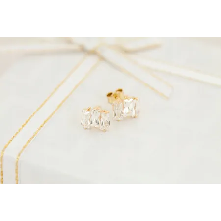 ZŁOTE ELEGANCKIE KOLCZYKI Z CYRKONIAMI PRÓBA 585