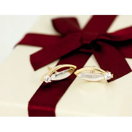 ZŁOTE KOLCZYKI NA SZTYFT Z CYRKONIĄ 585 