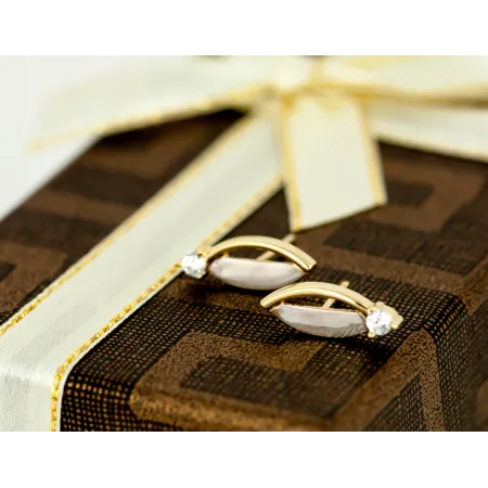 ZŁOTE KOLCZYKI NA SZTYFT Z CYRKONIĄ 585 