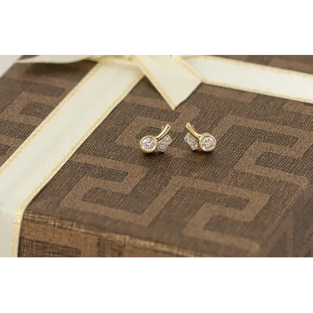 ZŁOTE ŚLICZNE KOLCZYKI CYRKONIE PRÓBA 585 SZTYFT