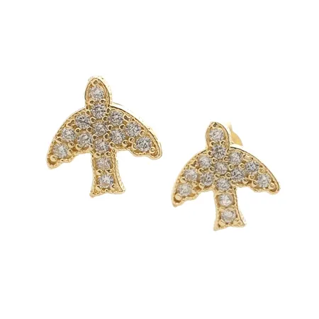 ZŁOTE KOLCZYKI JASKÓŁKI Z CYRKONIAMI pr 585