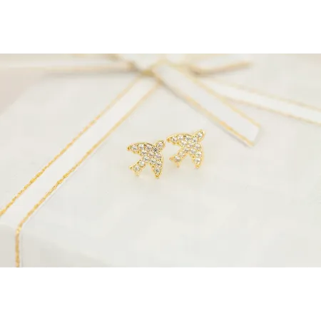 ZŁOTE KOLCZYKI JASKÓŁKI Z CYRKONIAMI pr 585