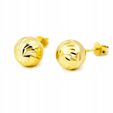 ZŁOTE  KOLCZYKI KULKI DIAMENTOWANE pr 585