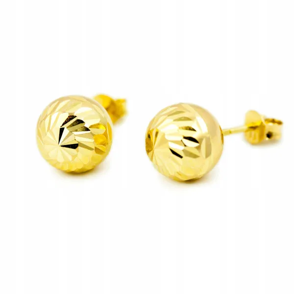 ZŁOTE  KOLCZYKI KULKI DIAMENTOWANE pr 585