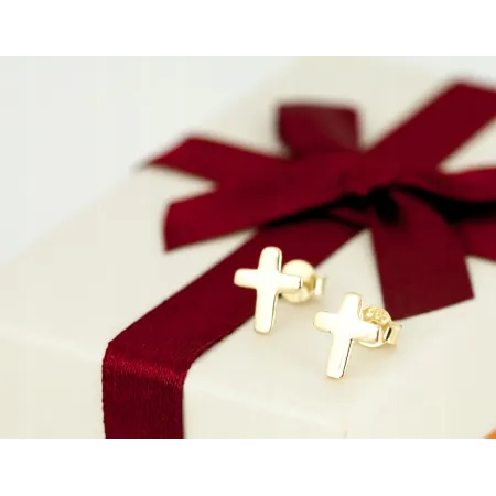 ZŁOTE 585 KOLCZYKI KRZYŻYKI 