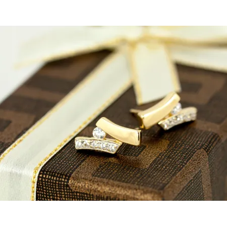 ZŁOTE ŚLICZNE KOLCZYKI CYRKONIE PRÓBA 585