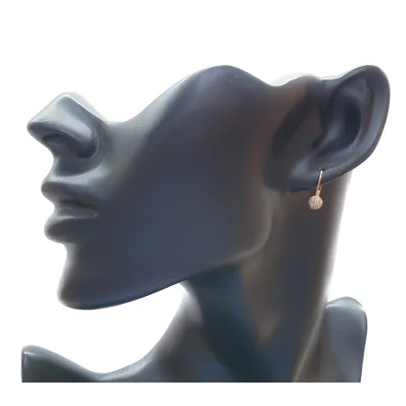 ZŁOTE KOLCZYKI WISZĄCE PÓŁKULKI CYRKONIA pr 585