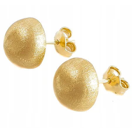 Złote Kolczyki 585 Półkulki 10mm Satyna 