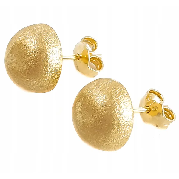 Złote Kolczyki 585 Półkulki 10mm Satyna 