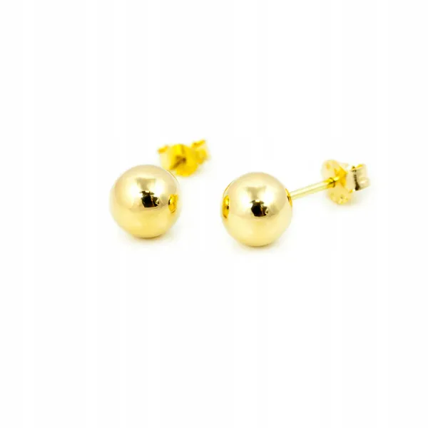 ZŁOTE KOLCZYKI 585 KULKI 7,0 mm POŁYSK SZTYFT