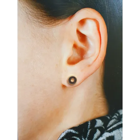 Złote Kolczyki Czarne Kulki Delikatne Próba 585