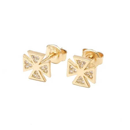 Złote Damskie Kolczyki 585 z Cyrkoniami Sztyft