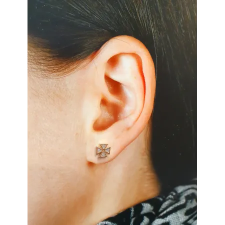 Złote Damskie Kolczyki 585 z Cyrkoniami Sztyft