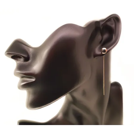 Złote 585 Kolczyki Czarna Cyrkonia Polerowane