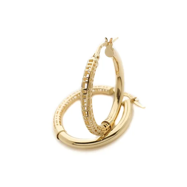 Złote Kolczyki Kółka pr 585 Ażurowo Polerowane