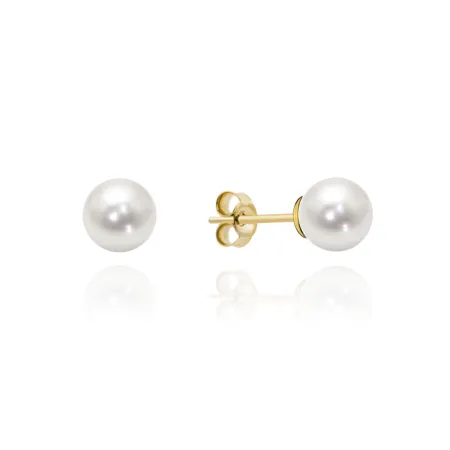 Złote 585 Kolczyki z Perłami na Sztyft Eleganckie