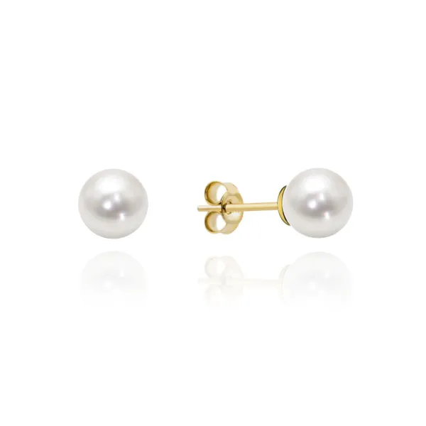 Złote 585 Kolczyki z Perłami na Sztyft Eleganckie