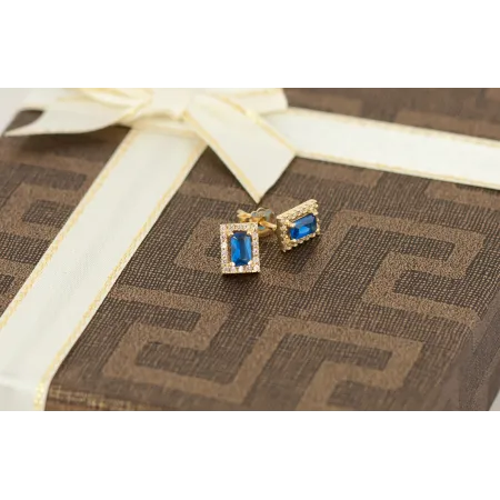 ZŁOTE 585 KOLCZYKI Z CYRKONIAMI NA PREZENT