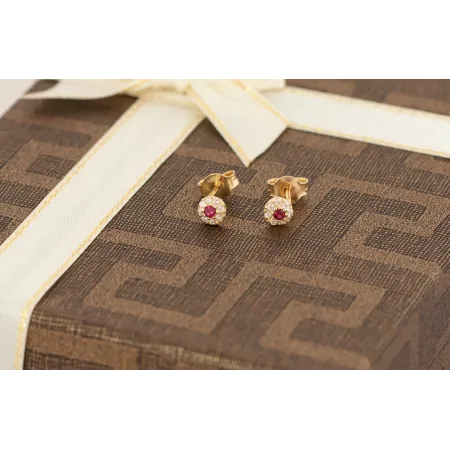 ZŁOTE DELIKATNE KOLCZYKI KWIATKI CYRKONIE pr 585