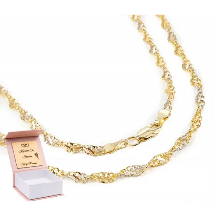 Złoty Dwukolorowy Łańcuszek Rebeka 55cm pr 585