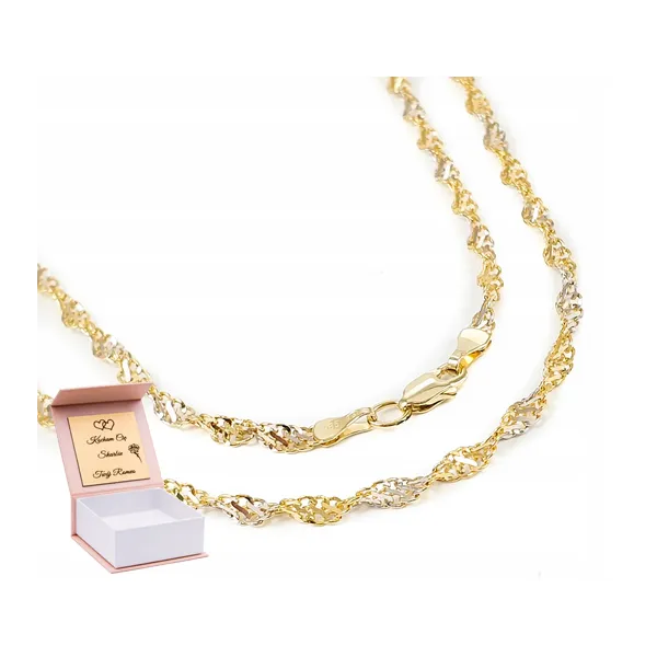 Złoty Dwukolorowy Łańcuszek Rebeka 55cm pr 585