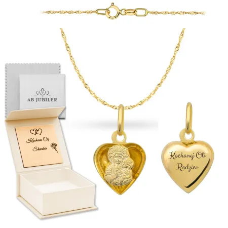 Złoty 585 Łańcuszek z Medalikiem 42cm