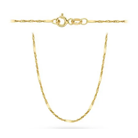 Złoty 585 Łańcuszek Singapur 42cm z Blaszkami