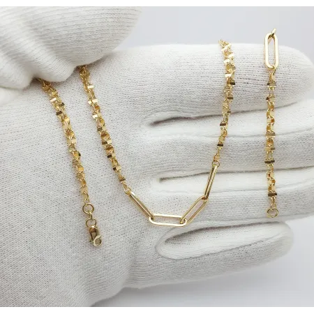 Złoty 585 Łańcuszek Modny 45cm na Prezent