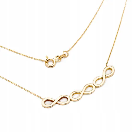 ZŁOTY NASZYJNIK 585 POTRÓJNA NIESKOŃCZONOŚĆ 