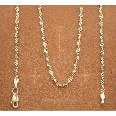 ZŁOTY 585 DWUKOLOROWY ŁAŃCUSZEK REBEKA 55 cm