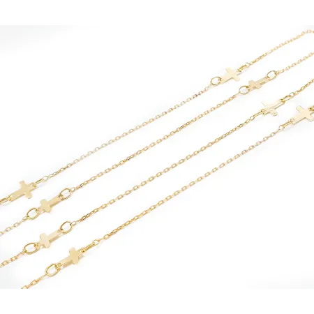 Złoty Naszyjnik 585 z Krzyżykami Długi