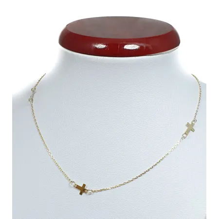 Złoty Naszyjnik 585 z Krzyżykami Długi