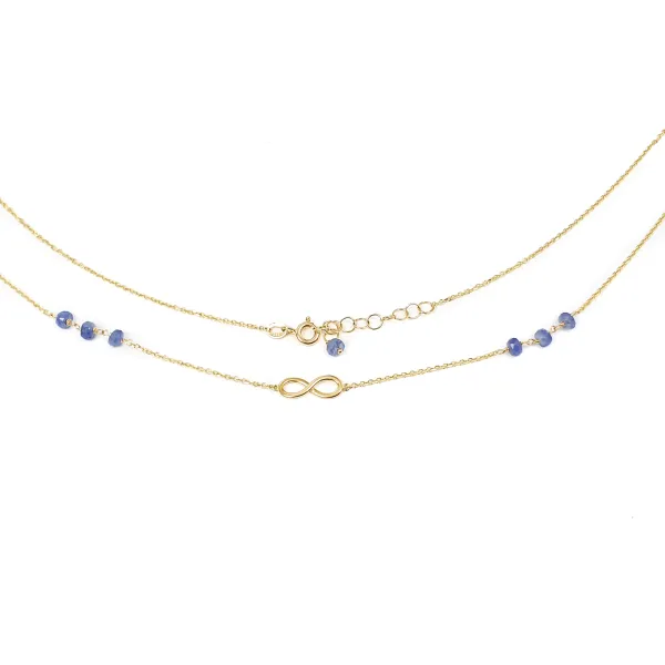 Złoty Naszyjnik Znak Nieskończoności Cyrkonie N038