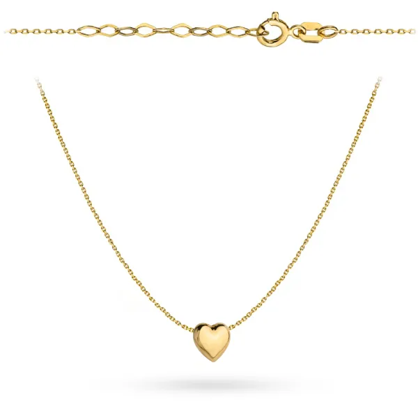 Złoty Naszyjnik 585 z Serduszkiem Wypukłym GRAWER