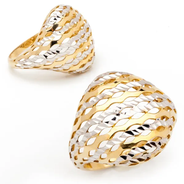 ZŁOTY PIERŚCIONEK 585 DIAMENTOWANY EFEKTOWNY 