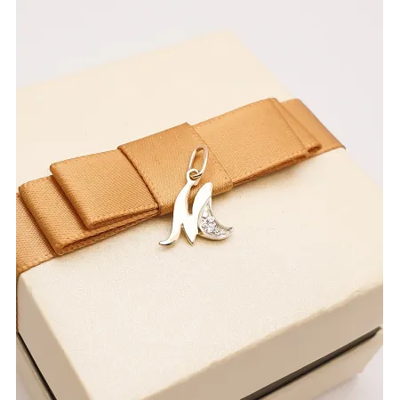 ZŁOTA 585 ZAWIESZKA LITERKA M Z CYRKONIĄ