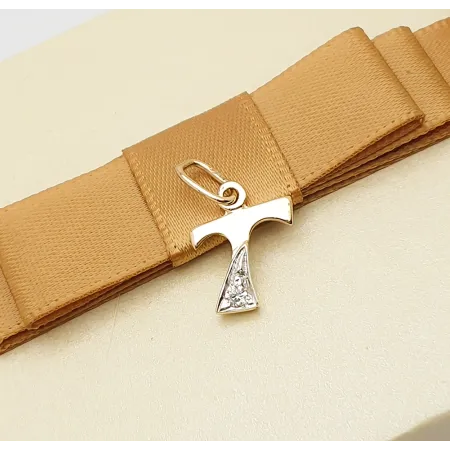 ZŁOTA 585 ZAWIESZKA LITERKA T z CYRKONIĄ