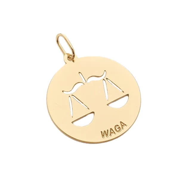 ZŁOTA 585 ZAWIESZKA ZNAK ZODIAKU WAGA 